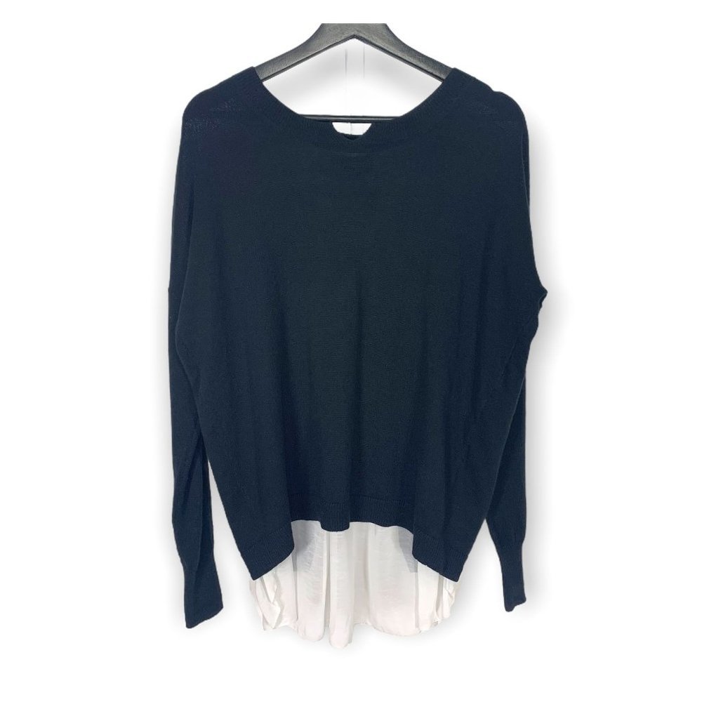 Josie Peekaboo Layered Merino Wool Blend Top Small